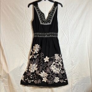 Black Floral Sleeveless V-Neck Midi Sundress